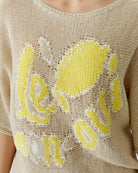 Oui cotton blend pullover camel close-up