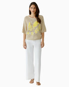 Oui cotton blend pullover camel front view
