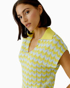 Oui cotton blend pullover yellow green side view