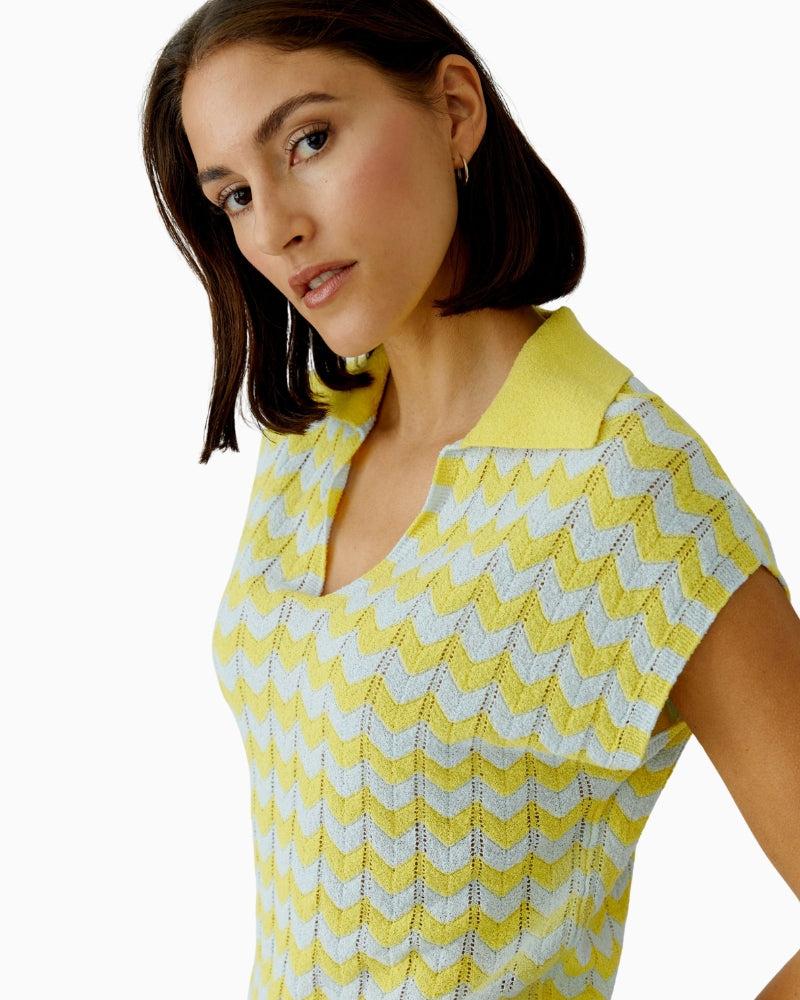 Oui cotton blend pullover yellow green side view