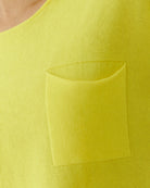 Oui cotton knit short sleeve pullover in lemon zest chest pocket detail