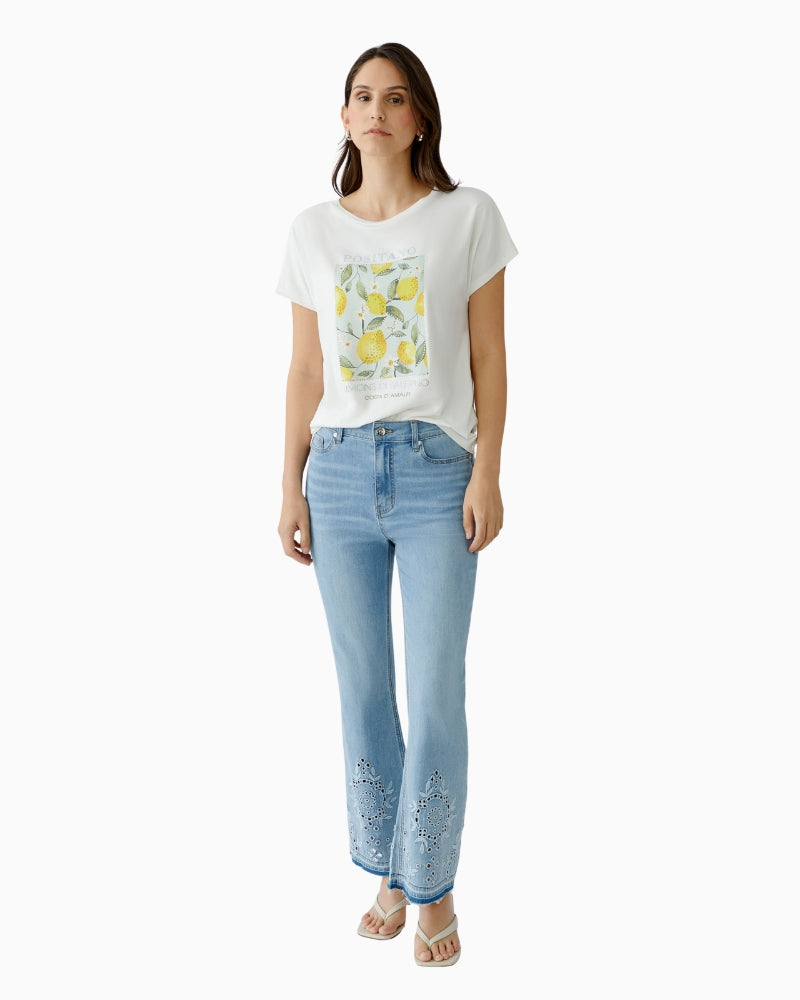 Oui cotton modal blend t-shirt cloud dancer front view