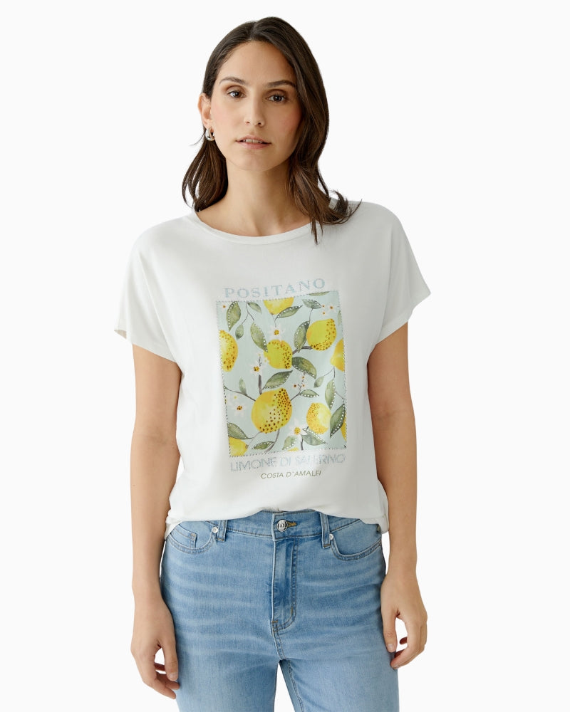Oui cotton modal blend t-shirt cloud dancer front view
