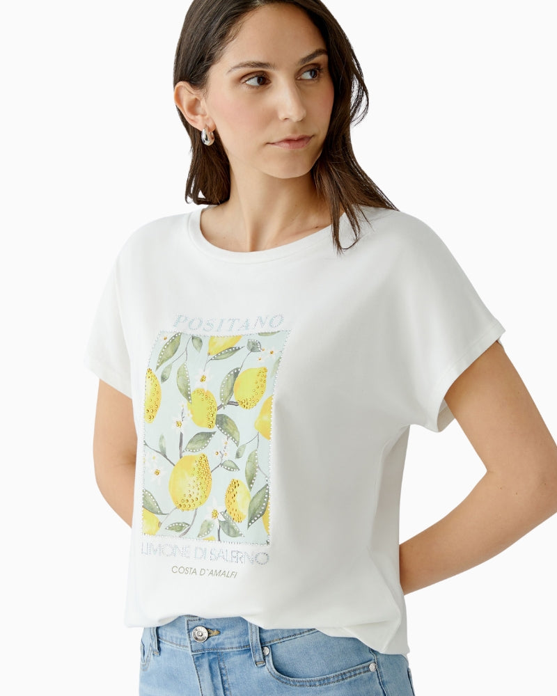 Oui cotton modal blend t-shirt cloud dancer side view