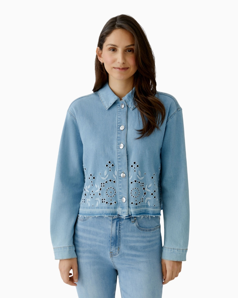 Oui denim jacket blue front view