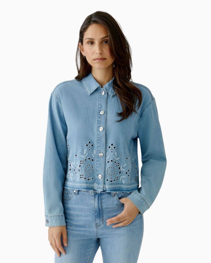 Oui denim jacket blue front view