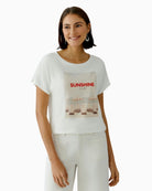 Oui flocked print T-shirt off white front view 