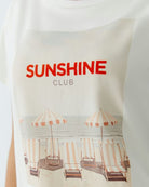Oui flocked print T-shirt off white front view pastel print and wording