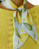 Oui lemon print scarf light green yellow tied detail