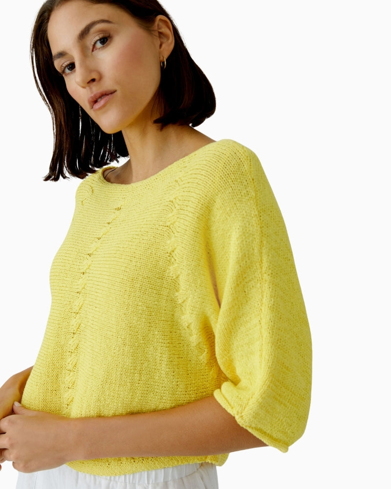 Oui lemon zest knit pullover yellow close up view