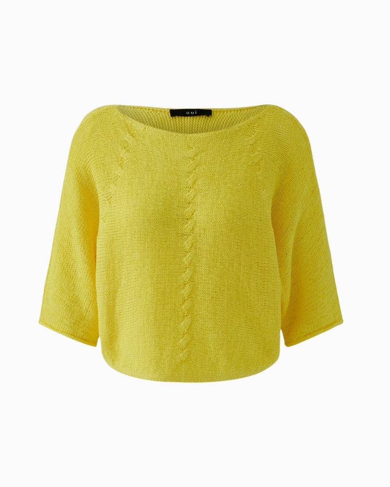 Oui lemon zest knit pullover yellow front flat view
