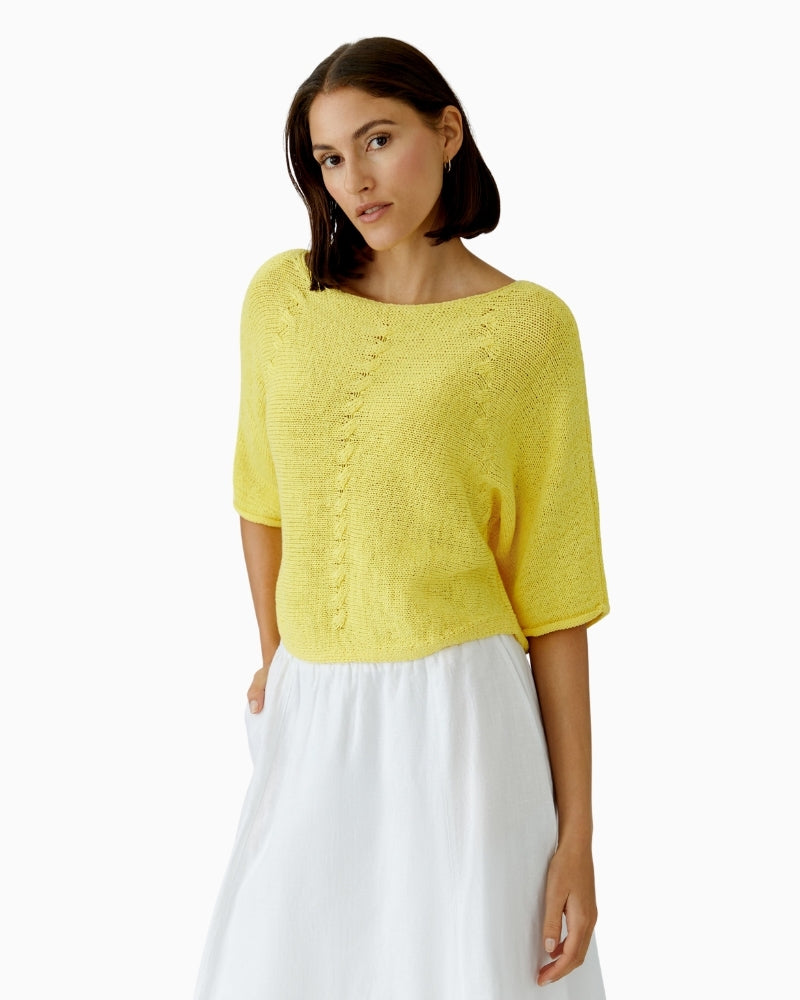 Oui lemon zest knit pullover yellow front view