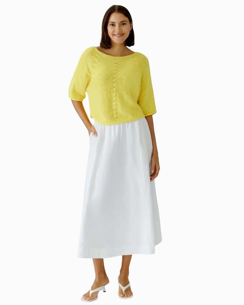 Oui lemon zest knit pullover yellow model front view