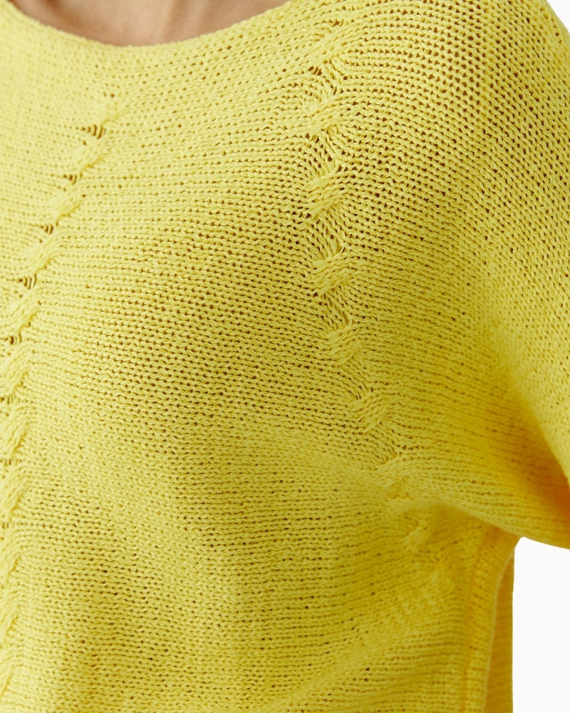 Oui lemon zest knit pullover yellow texture detail