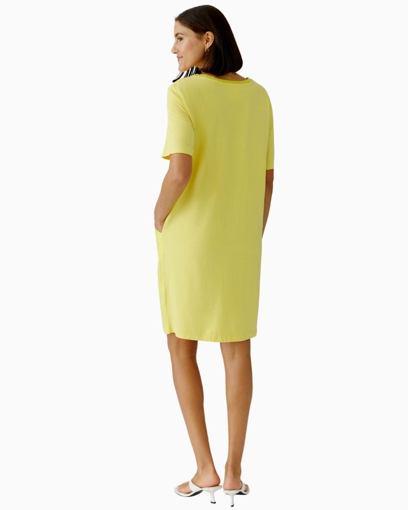 Oui lemon zest linen midi dress yellow back view