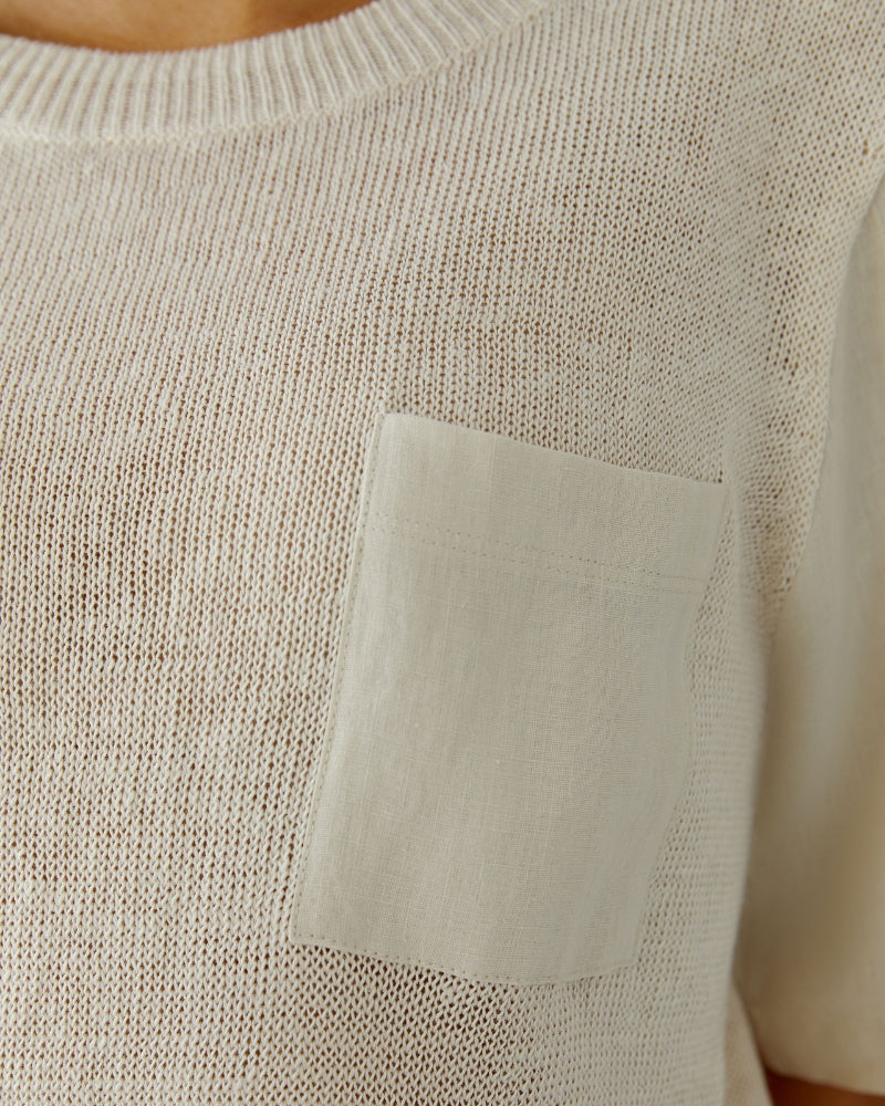 Oui linen pullover beige fabric texture detail