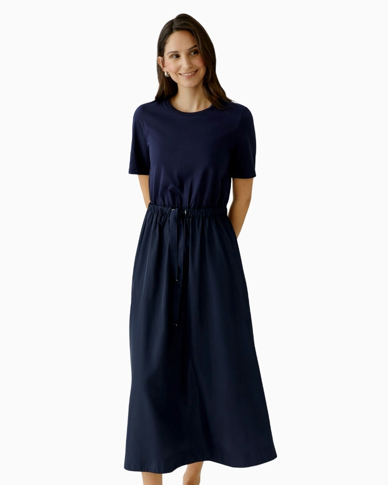 Oui maxi dress dark blue model full length front view