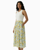 Oui midi dress light green yellow angled side view