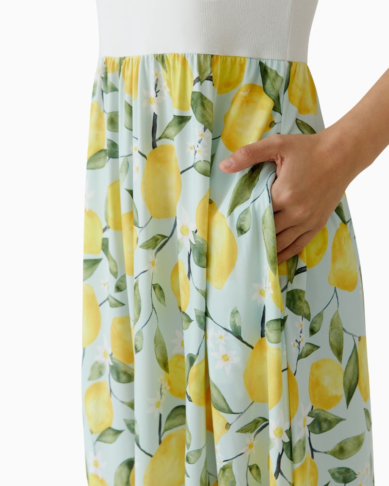 Oui midi dress light green yellow close-up