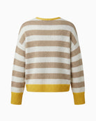Oui oversized V-neck knit pullover in camel back view