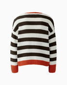Oui oversized stripe pullover white brown flat lay back view
