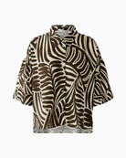 Oui printed viscose blouse dark brown off-white front product view