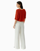 Oui pullover back view tangerine knit