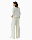 Oui pullover back view white knit