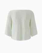 Oui pullover back view white knit
