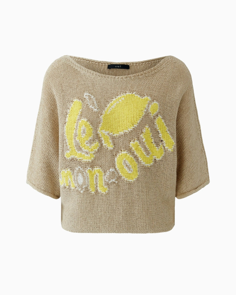 Oui pullover camel knit texture detail