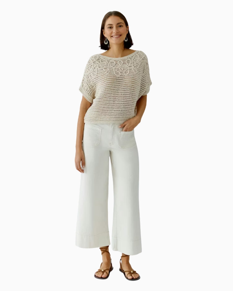 Oui pullover light beige full front view
