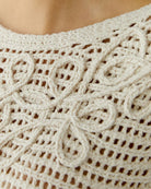 Oui pullover light beige shoulder embroidery detail