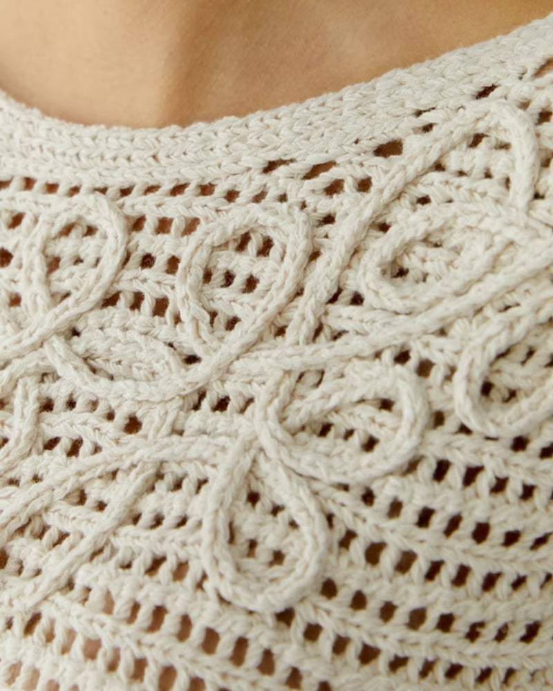 Oui pullover light beige shoulder embroidery detail