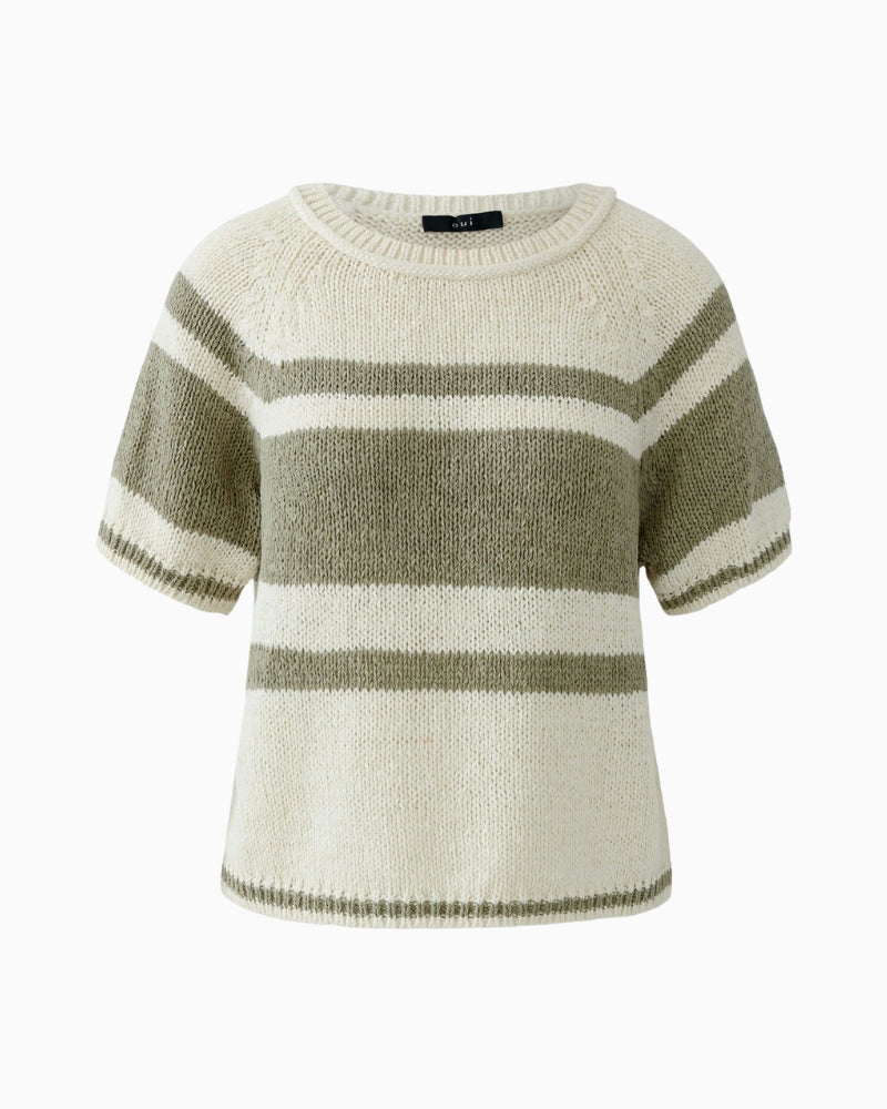 Oui pullover white green fabric texture