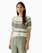 Oui pullover white green front view