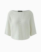 Oui pullover white ribbon knit front view