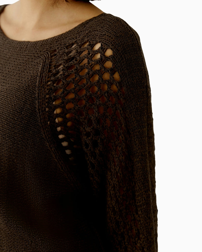 Oui raglan pullover brown sleeve detail