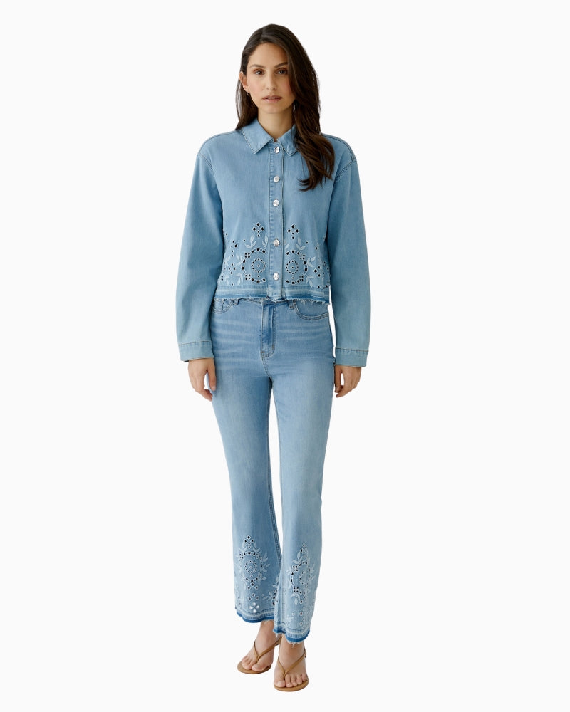 Oui relaxed fit jeans blue denim front view