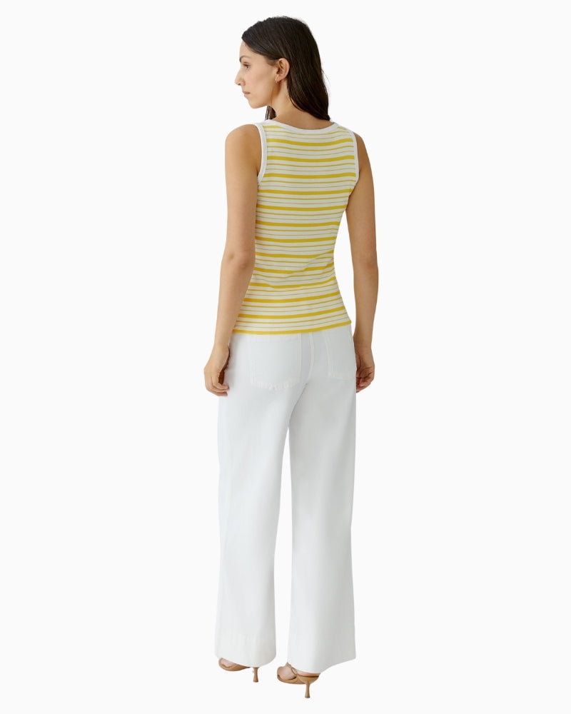 Oui striped tank top white yellow back view
