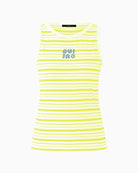 Oui striped tank top white yellow front flat view
