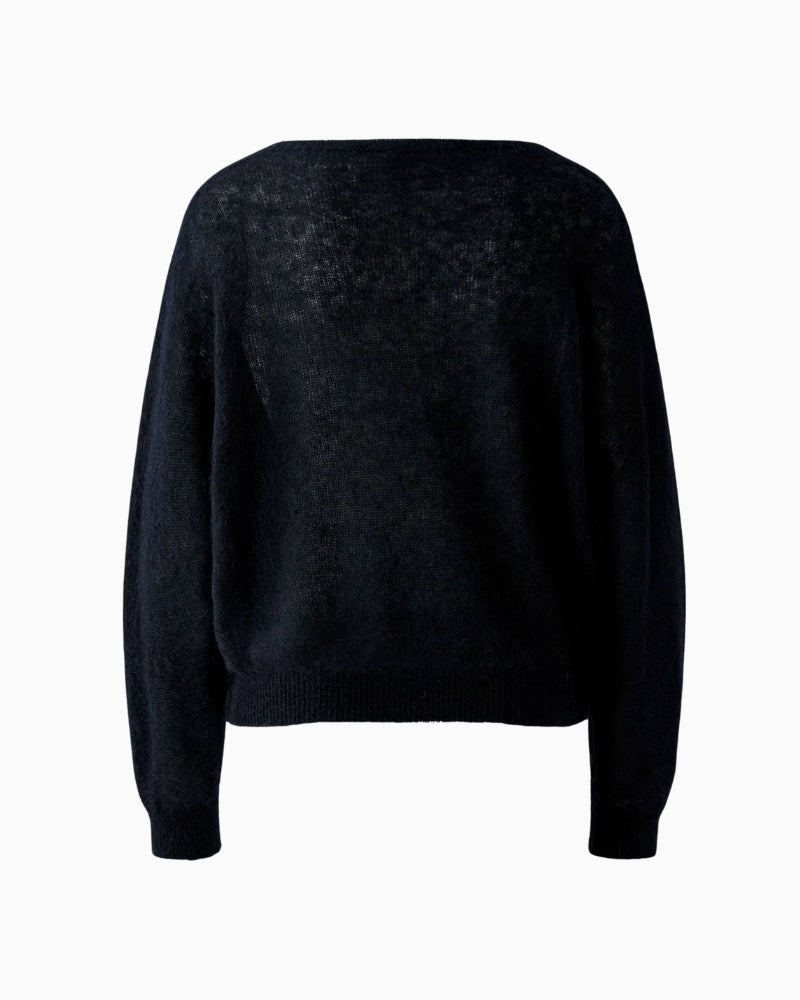 Oui super-soft alpaca and wool blend Pullover in black back view
