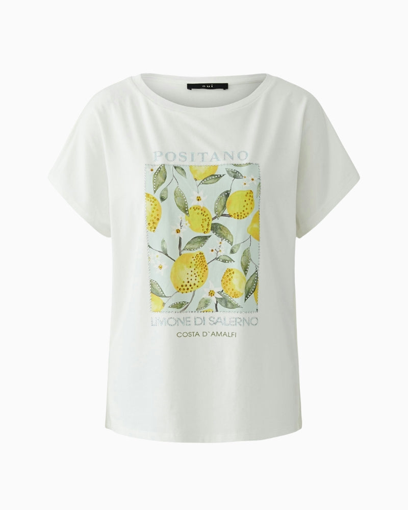 Oui t-shirt cloud dancer fabric detail