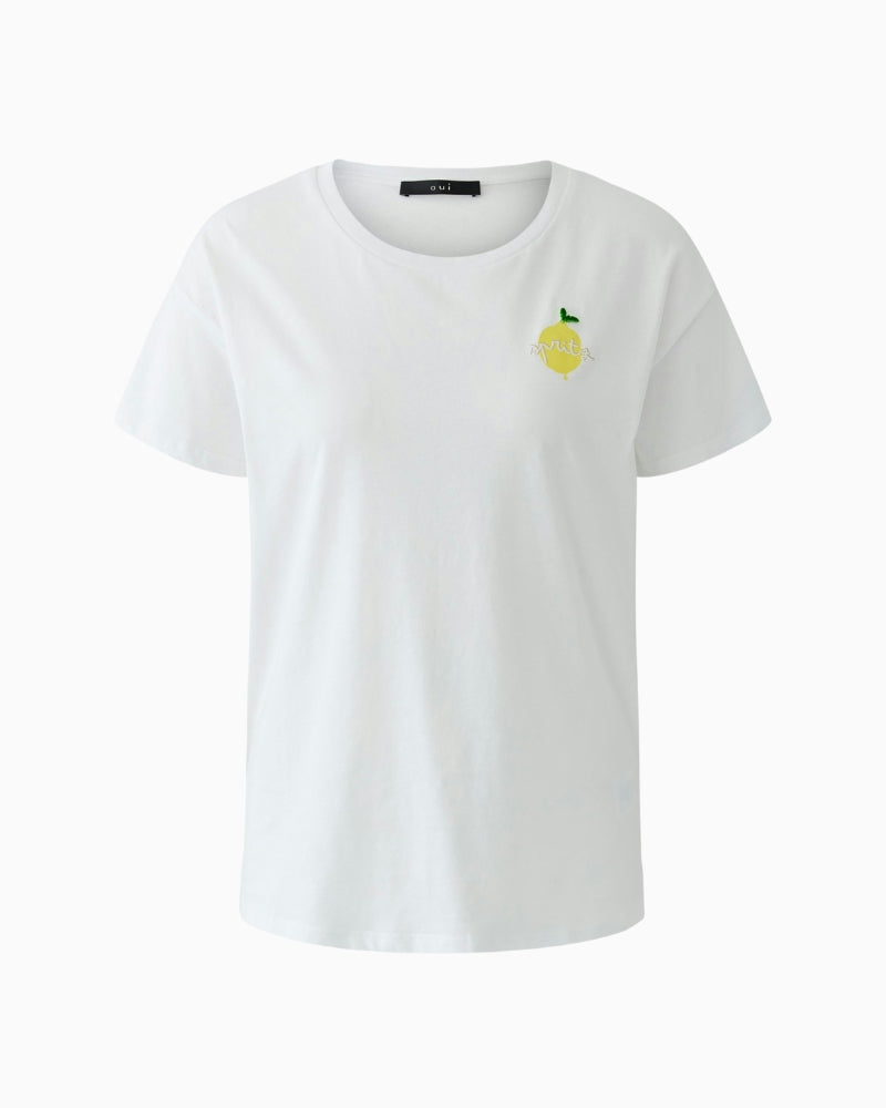 Oui white t-shirt fabric detail