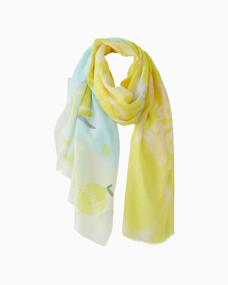 Oui yellow green scarf front view soft colour blend