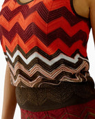 Oui zigzag knit top brown side view cropped fit
