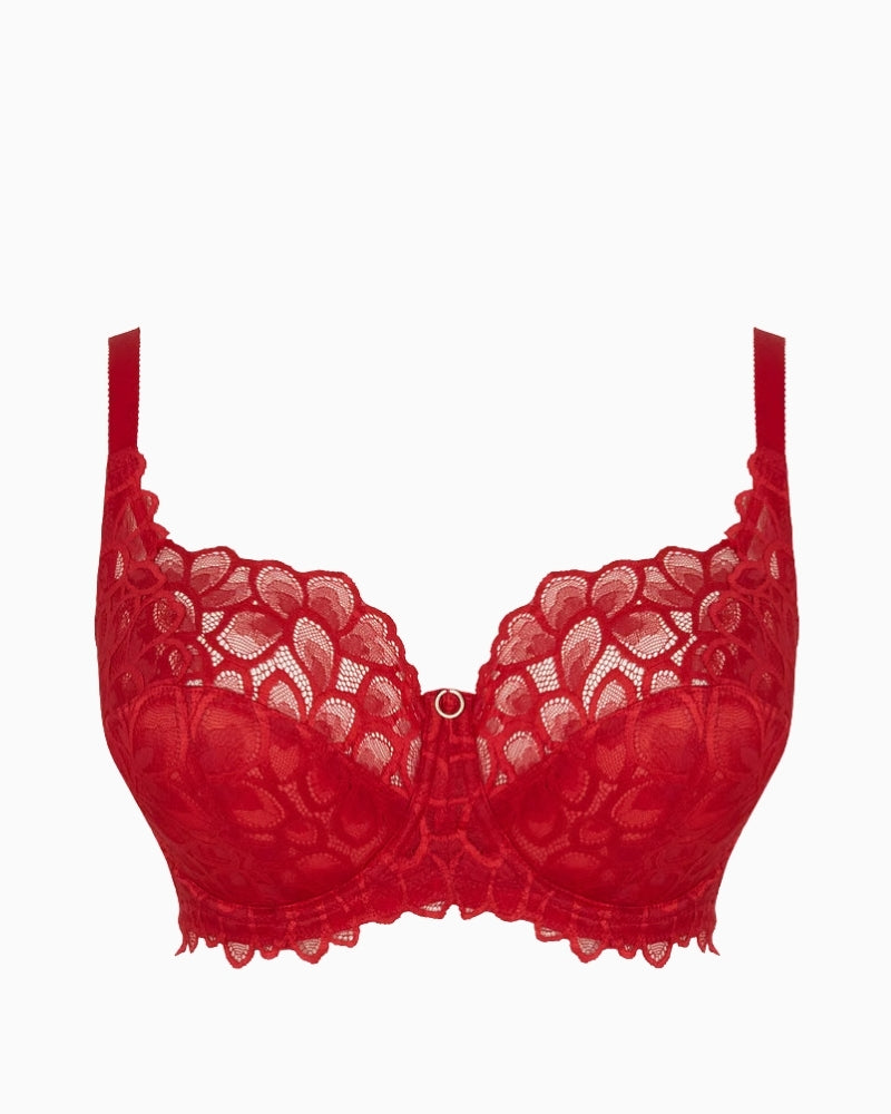 Panache Allure bra True Red lace texture detail – Áines Boutique