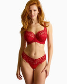 Panache Allure lace thong True Red front view – Áines Boutique
