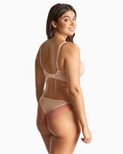 Back view of Pink lace plunge bra by Panache with floral detailing and soft stretch top cup
