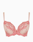 Pink lace plunge bra by Panache with floral detailing and soft stretch top cup