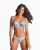 Panache Clara thong styled with matching bra in dusky blue